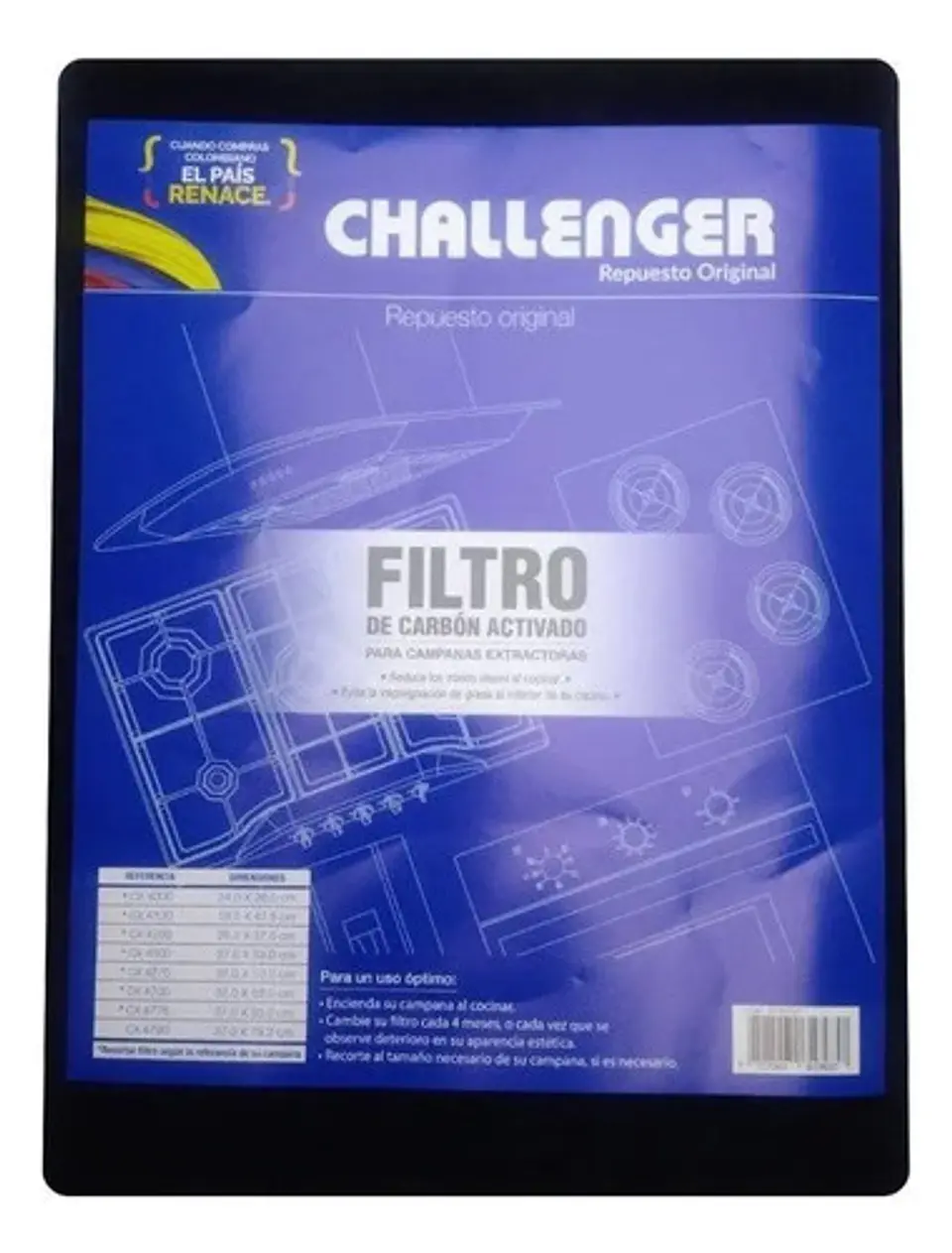 Filtro Carbón Original Para Campana Challenger Horizontal 1