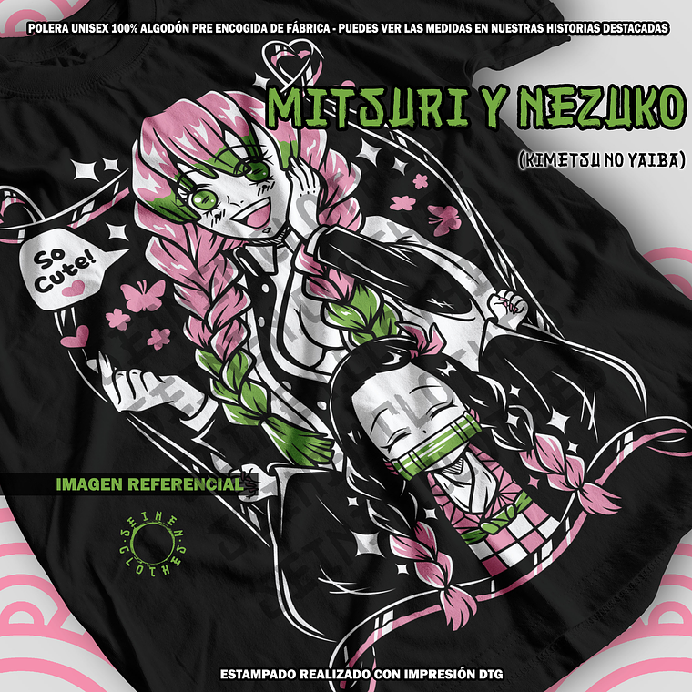 Polera Mitsuri y Nezuko - Kimetsu No Yaiba [N] 1