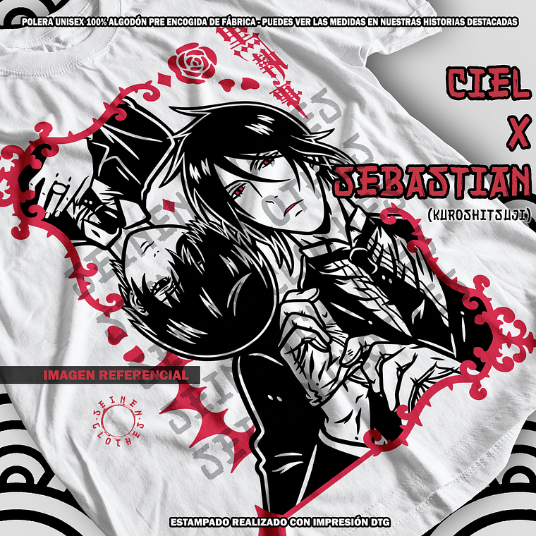 Polera Ciel x Sebastian - Kuroshitsuji (Black Butler) [B] 2