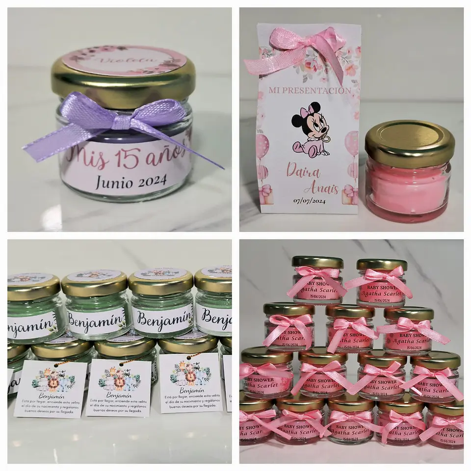 Velas para recuerdos personalizadas con Sticker. 1