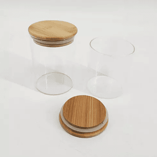 Frasco Cristal con tapa Bambú 