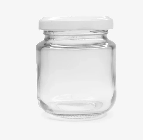 Frasco de vidrio de 145ml con tapa blanca