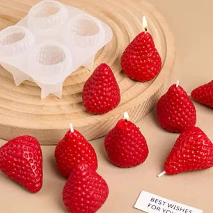 Molde de 4 frutillas de silicona