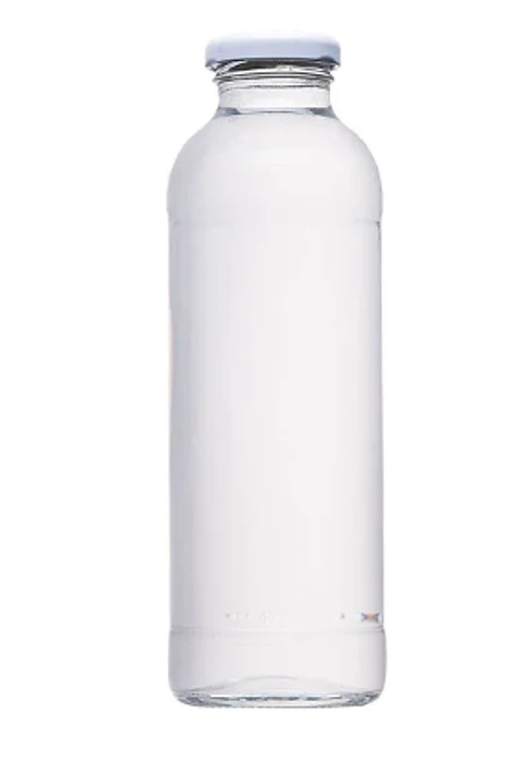Botella de jugo de vidrio 475 ml con tapa blanca metalica
