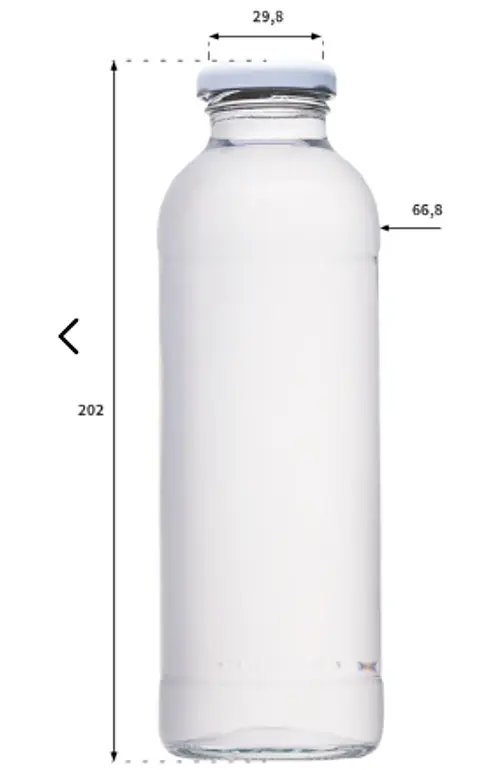 Botella de jugo de vidrio 475 ml con tapa blanca metalica