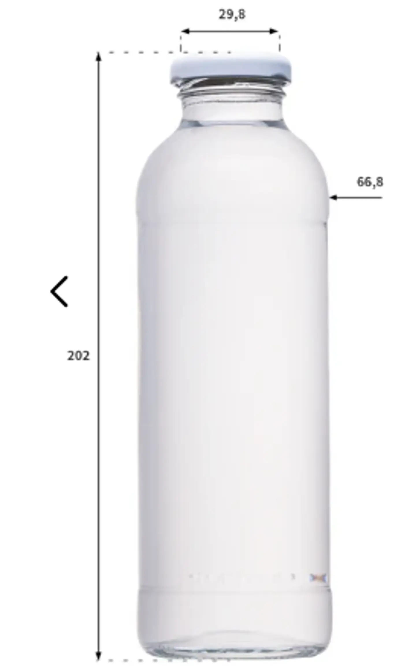 Botella de jugo de vidrio 475 ml con tapa blanca metalica 2