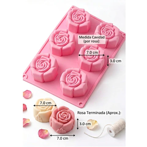 Molde de Silicona "Rosas Medianas" (6 Cavidades)
