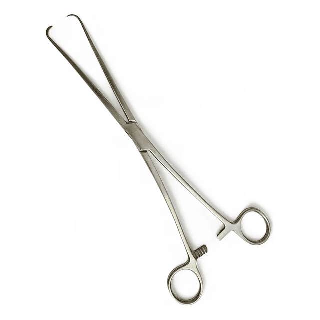 Pinza Pozzi Uterina recta de acero inoxidable quirúrgico – 25 cm