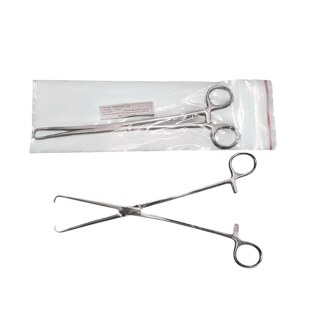 Pinza Pozzi Uterina recta de acero inoxidable quirúrgico – 25 cm