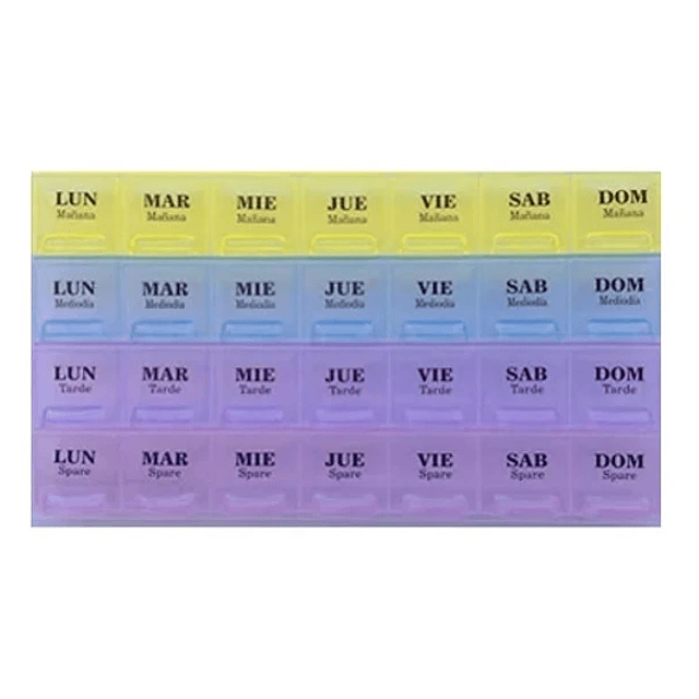 Pastillero semanal 4 tomas – mañana, mediodía, tarde y noche