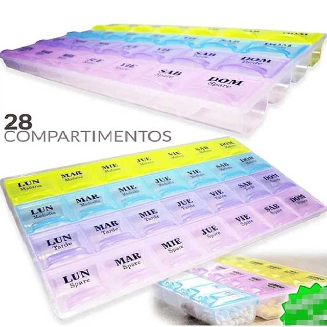 Pastillero semanal 4 tomas – mañana, mediodía, tarde y noche