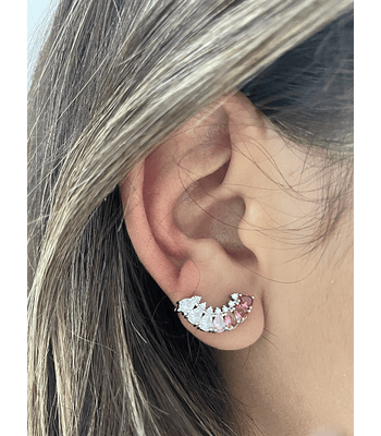 Brinco Ear cuff Marsala,  banhado a ródio branco