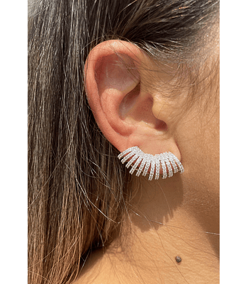 Brinco Ear Cuff 14 fileiras, banhado prata nano silver 