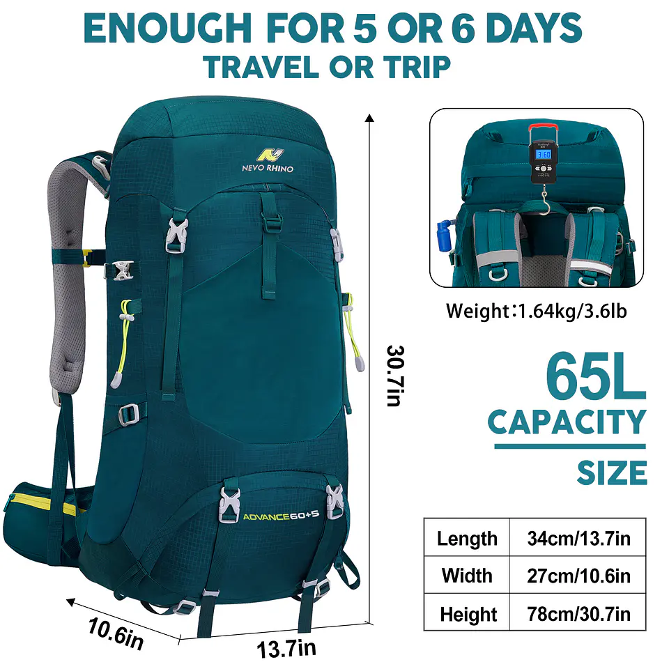 Mochila 60+5 L Negra 2