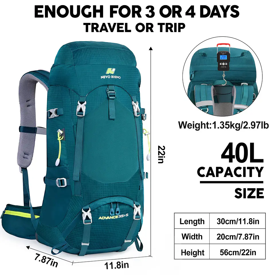 Mochila 35+5 L Turquesa 3