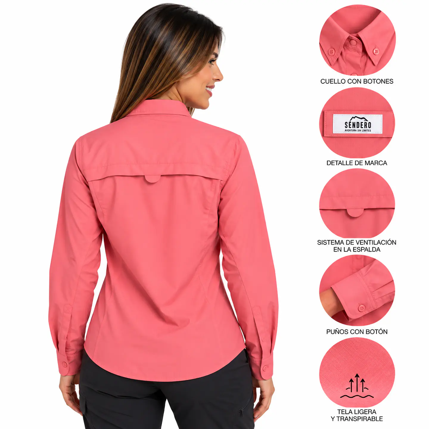 Camisa de Trekking Salmón 2
