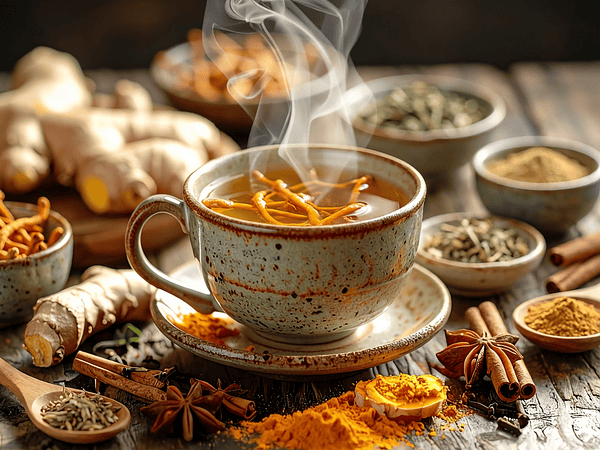 Té ancestral de energía vital con córdyceps