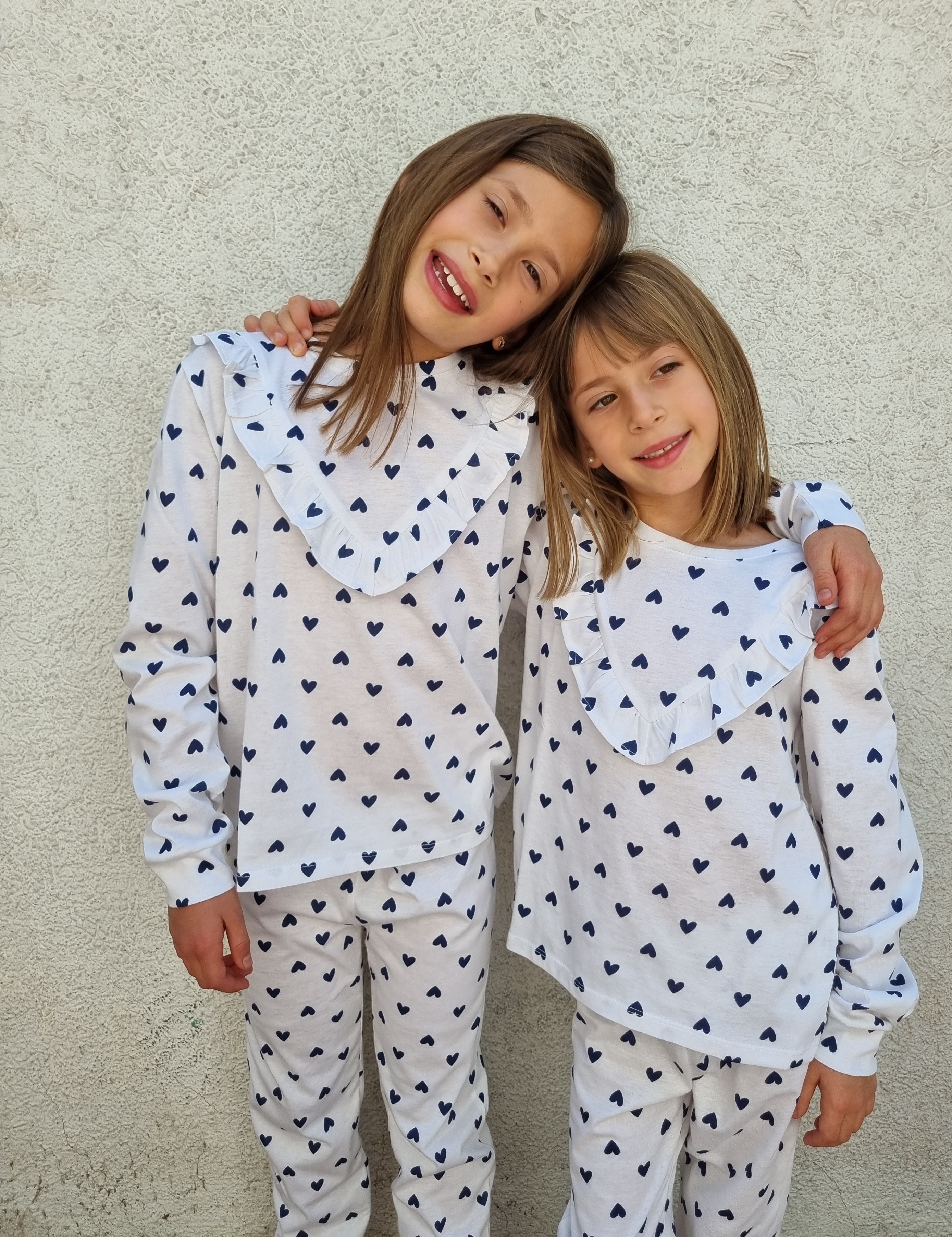 Pijama Dominga niña/ corazón azul