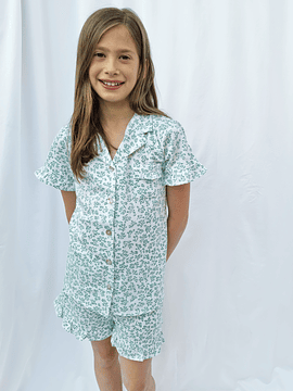 Pijama niña Valentina / flor verde