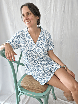 Pijama Valentina / pájaro celeste