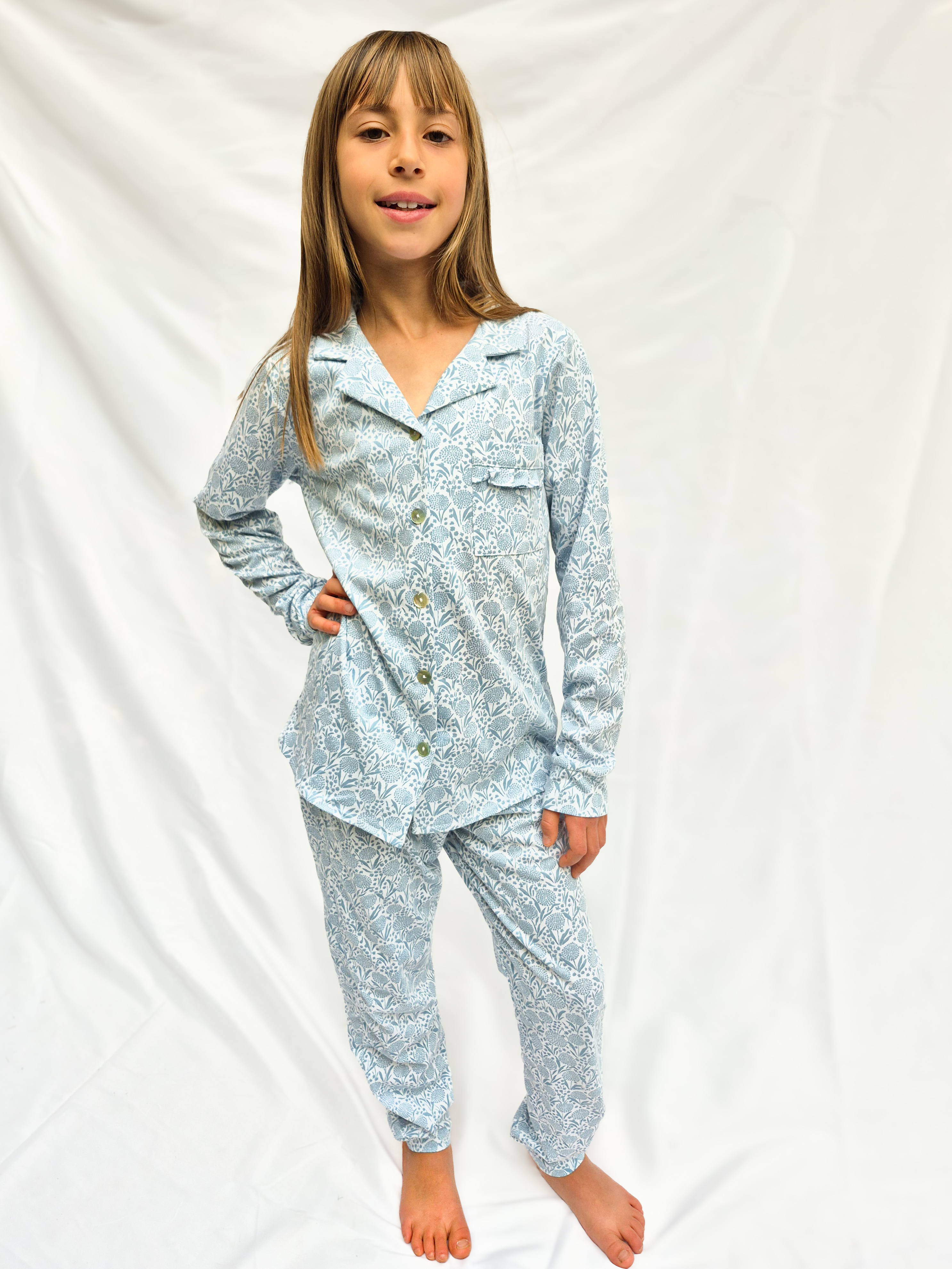 Pijama niña Amalia/ Hortensia celeste