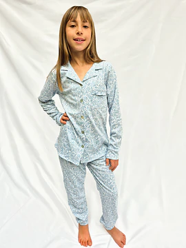 Pijama niña Amalia/ Hortensia celeste