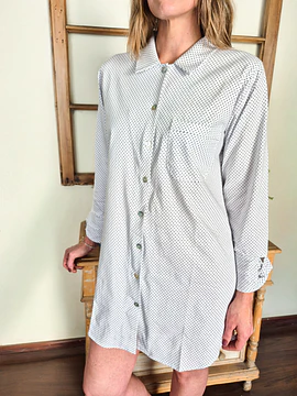 Camisa de dormir Gracia/ Blanca puntitos negros
