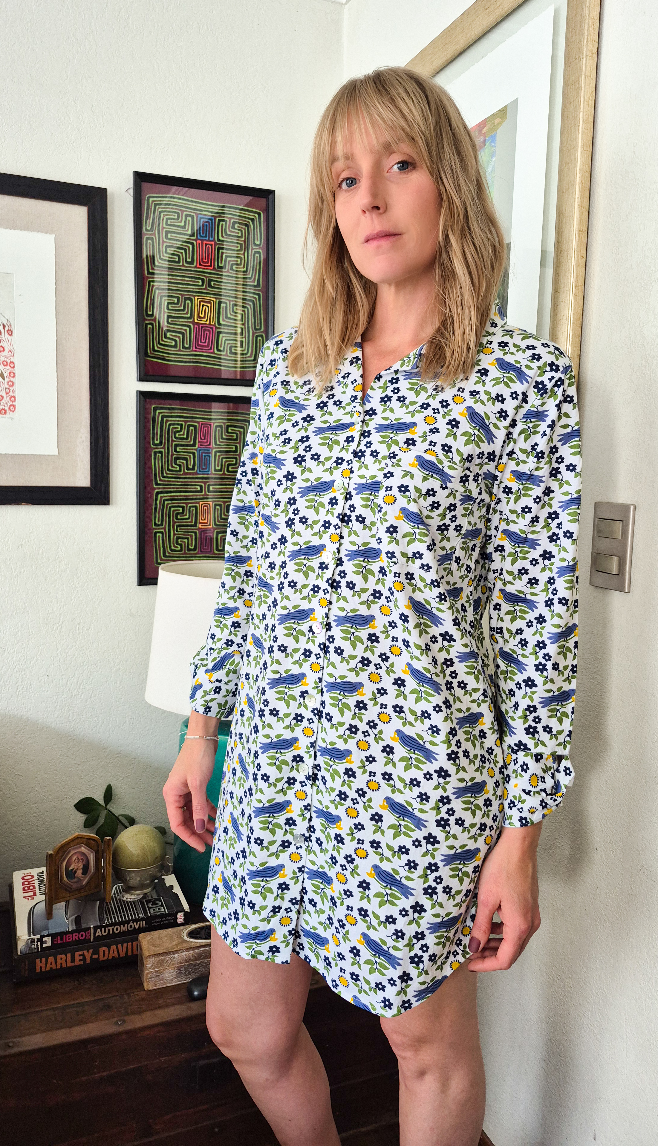 Camisa de dormir Gracia/ Pájaro azul