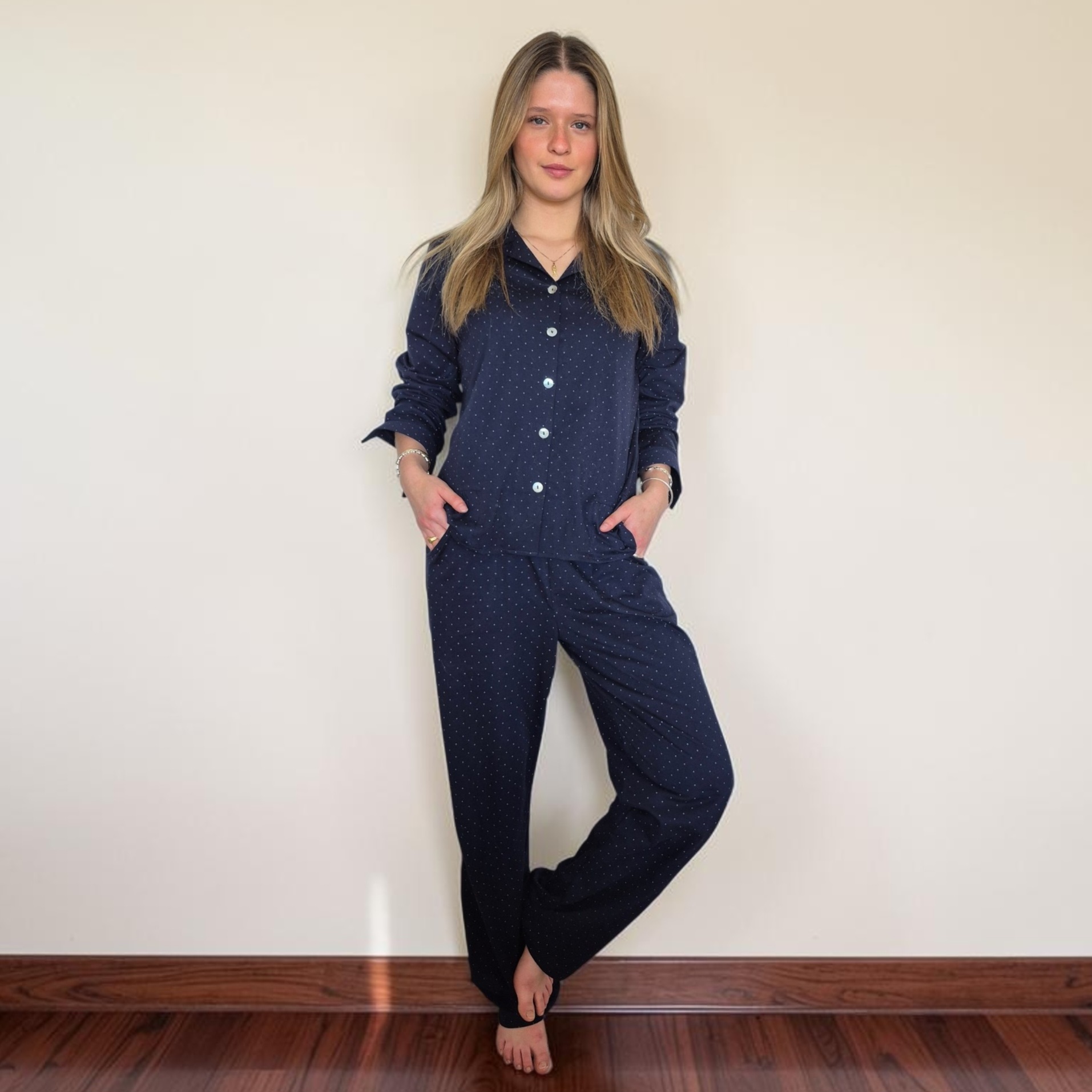 Pijama mujer Magdalena / azul puntitos
