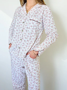 Pijama mujer Patricia / flores rojizas 