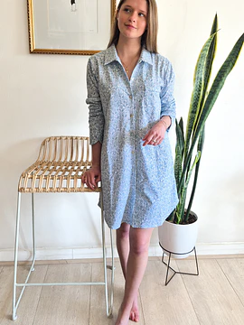 Camisa de dormir Amalia/ Hortensia celeste