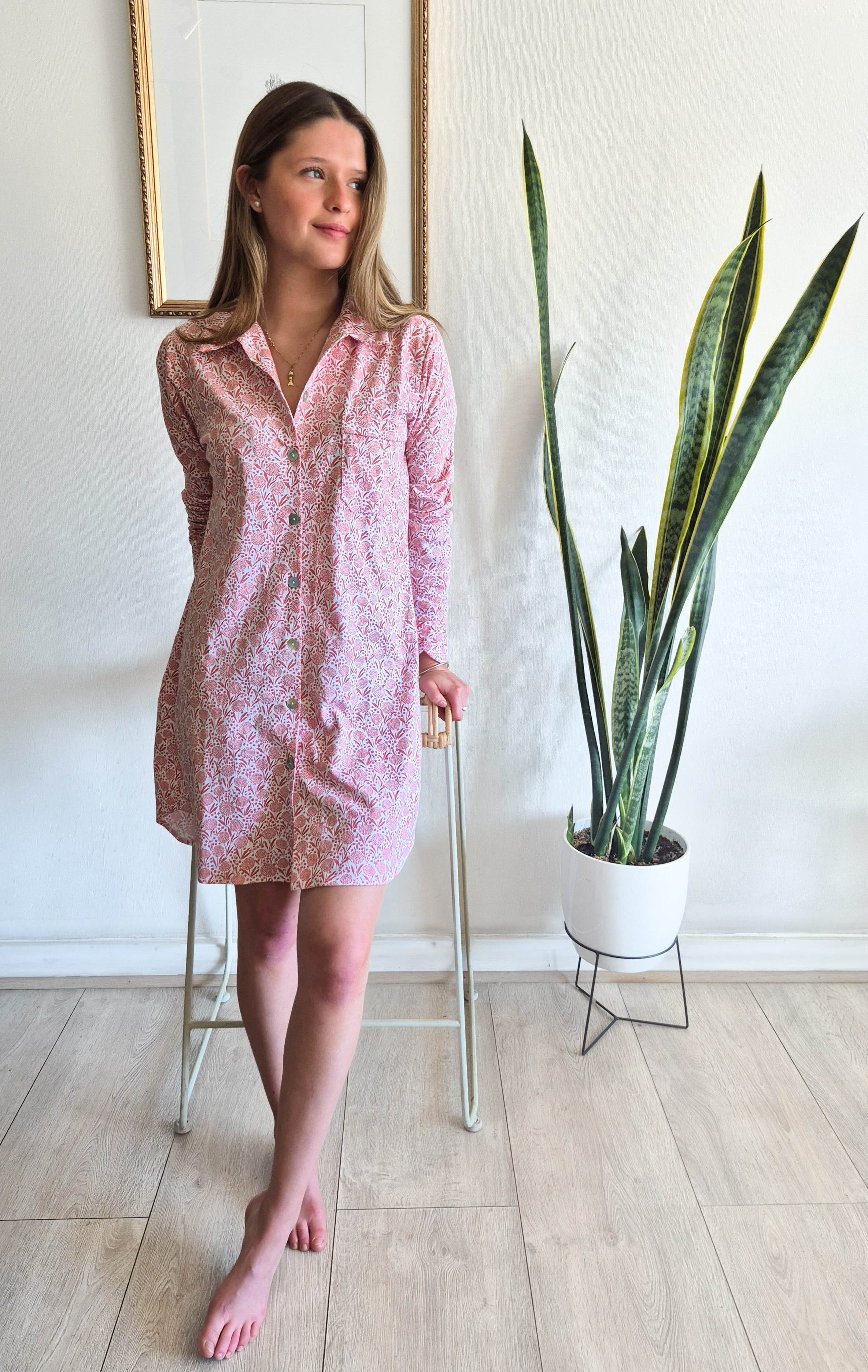 Camisa de dormir Amalia/ Hortensia terracota 
