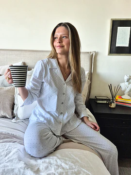 Pijama mujer Magdalena / Blanco puntitos azules