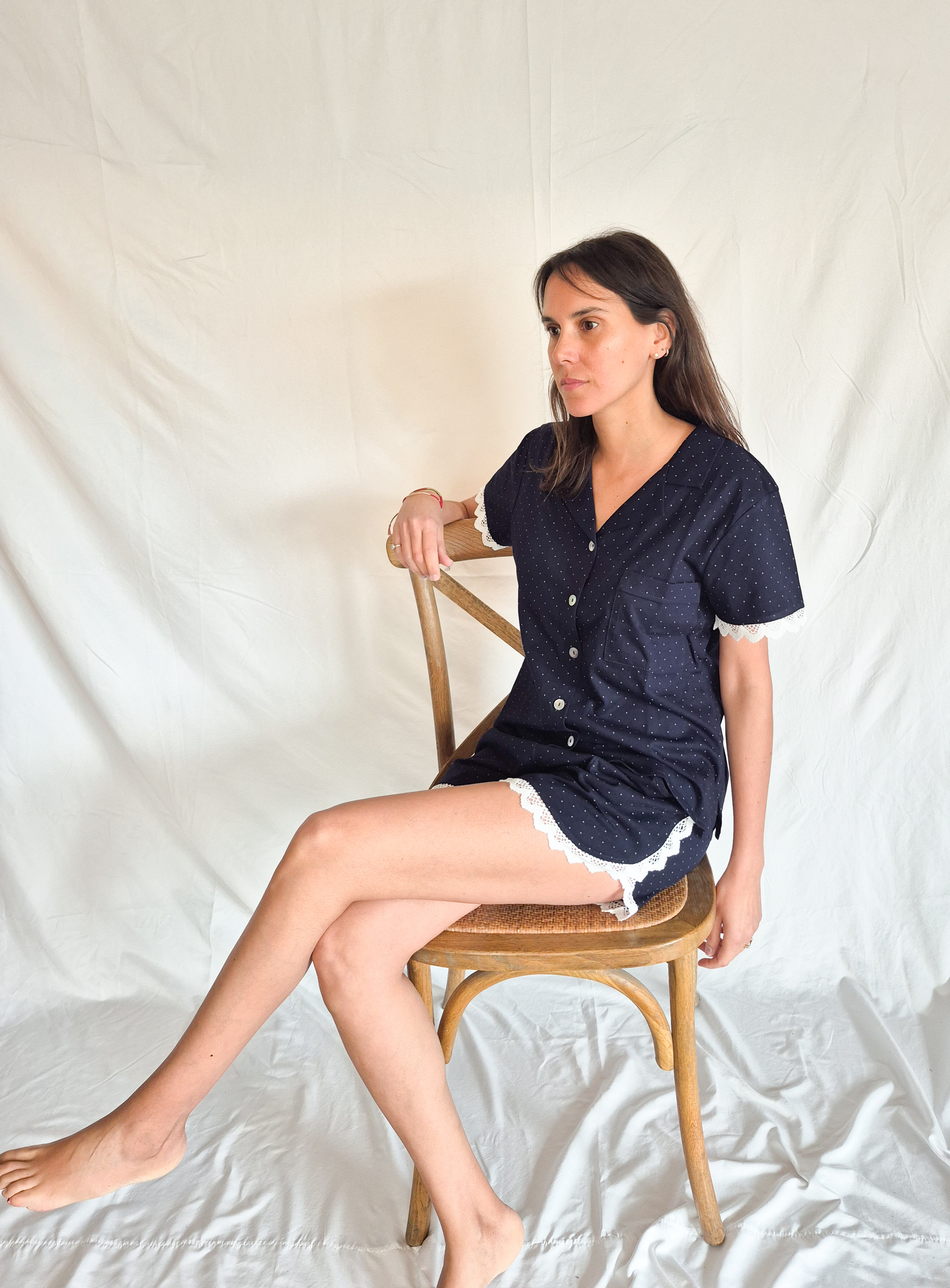 Pijama mujer Ignacia/ azul puntitos 