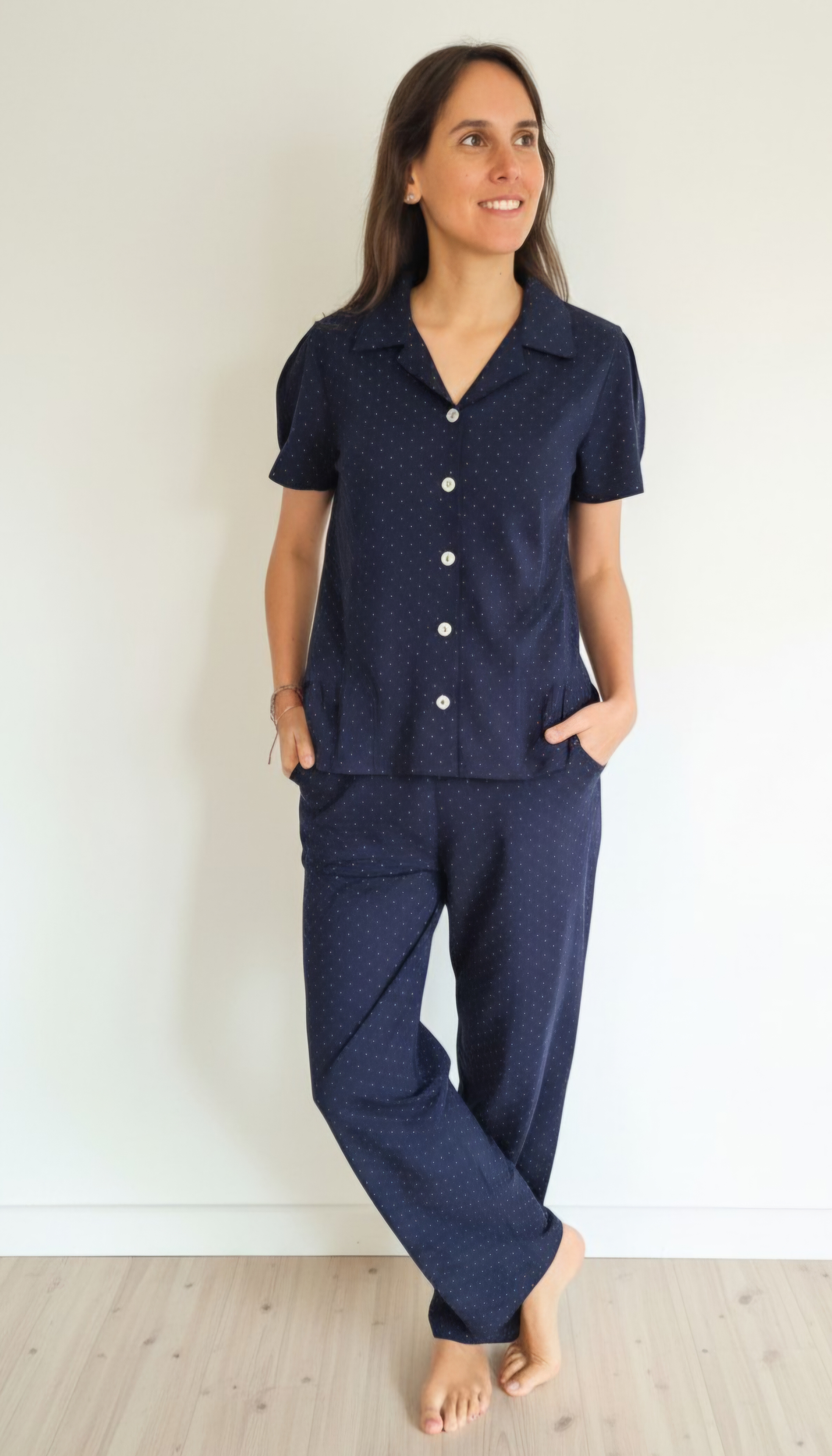 Pijama mujer Sofía pantalón/ azul puntitos