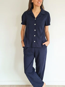 Pijama mujer Sofía pantalón/ azul puntitos