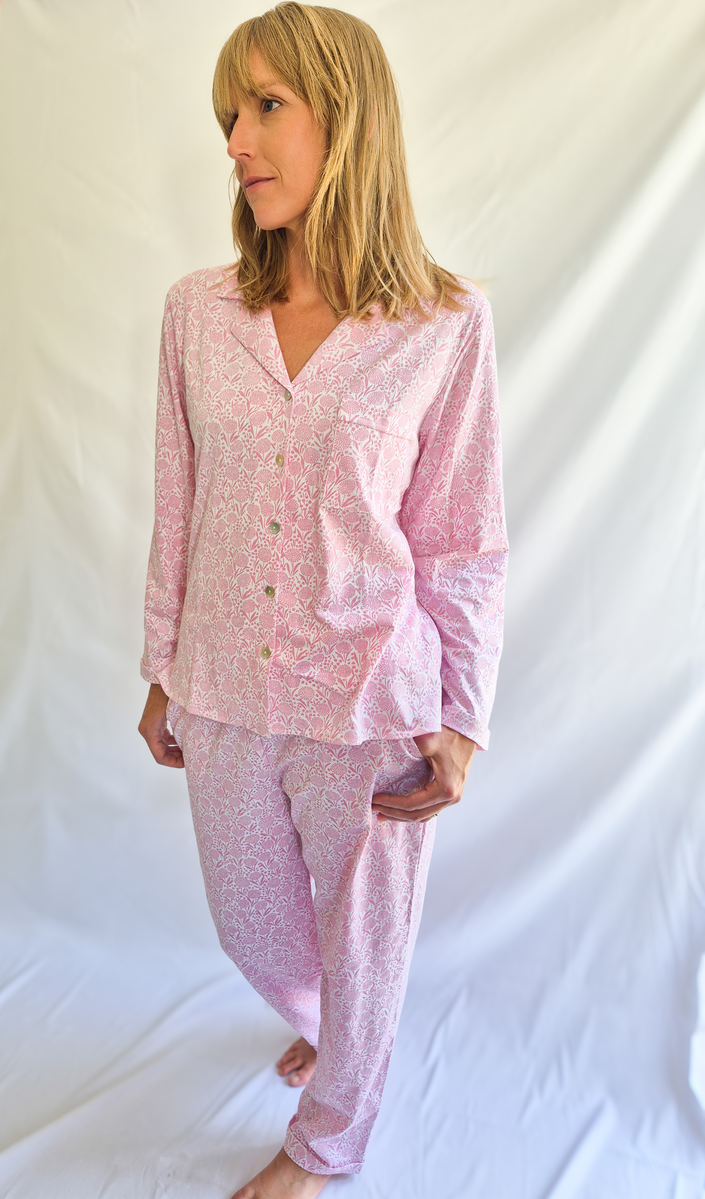 Pijama mujer Amalia/ Hortensias rosadas