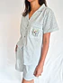 Pijama mujer Fátima/vichy turquesa con bordado 