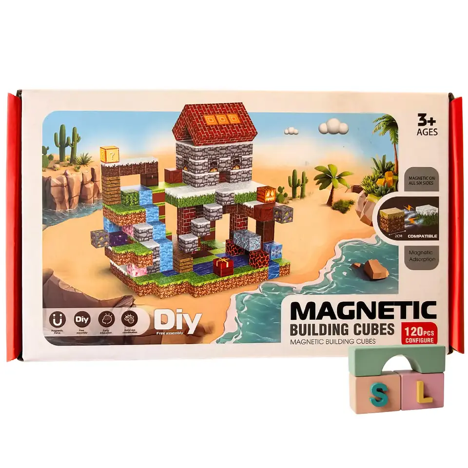 Magnetic Building Cubes - Cubos Magnéticos Estilo Minecraft (120 pcs) 2