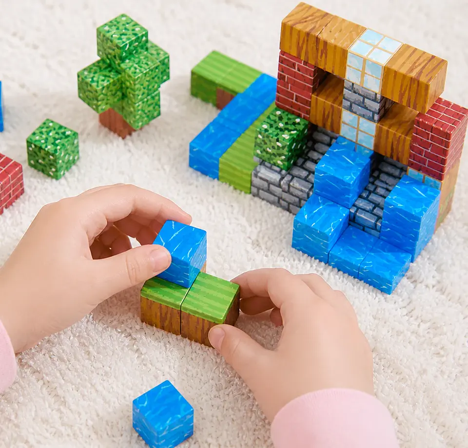Magnetic Building Cubes - Cubos Magnéticos Estilo Minecraft (120 pcs) 2