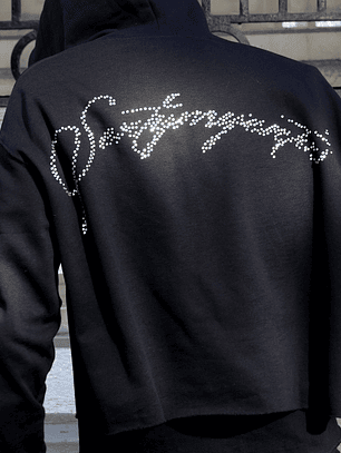 Big Logo Crystals Crop Hoodie