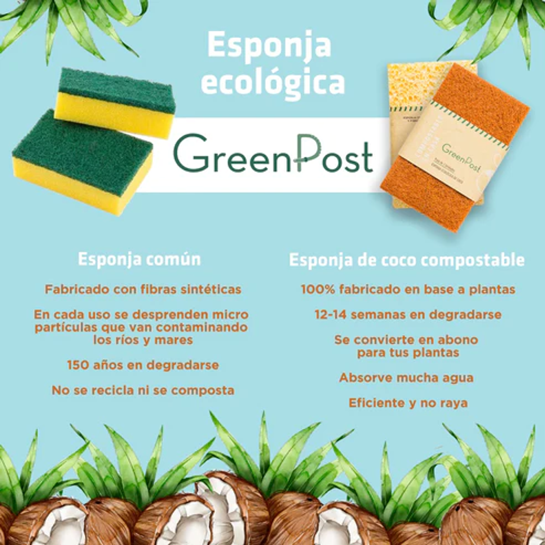 ESPONJA COMPOSTABLE DE FIBRA DE COCO