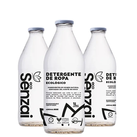 PACK 3 UNI DETERGENTE BOTELLA DE VIDRIO 