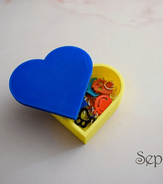 Cajita Corazón Bicolor + Marcadores - Azul Amarillo