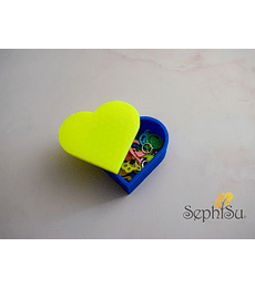 Cajita Corazón Bicolor + Marcadores - Amarillo Fluor Azul