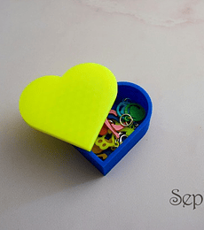 Cajita Corazón Bicolor + Marcadores - Amarillo Fluor Azul