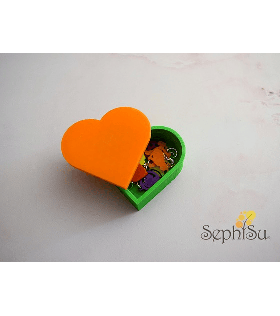 Cajita Corazón Bicolor + Marcadores - Naranjo Verde