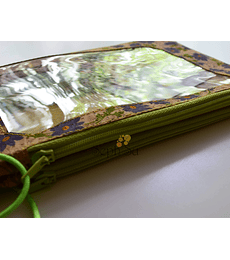 Estuche Triple - Flor Retro cierre Mostaza