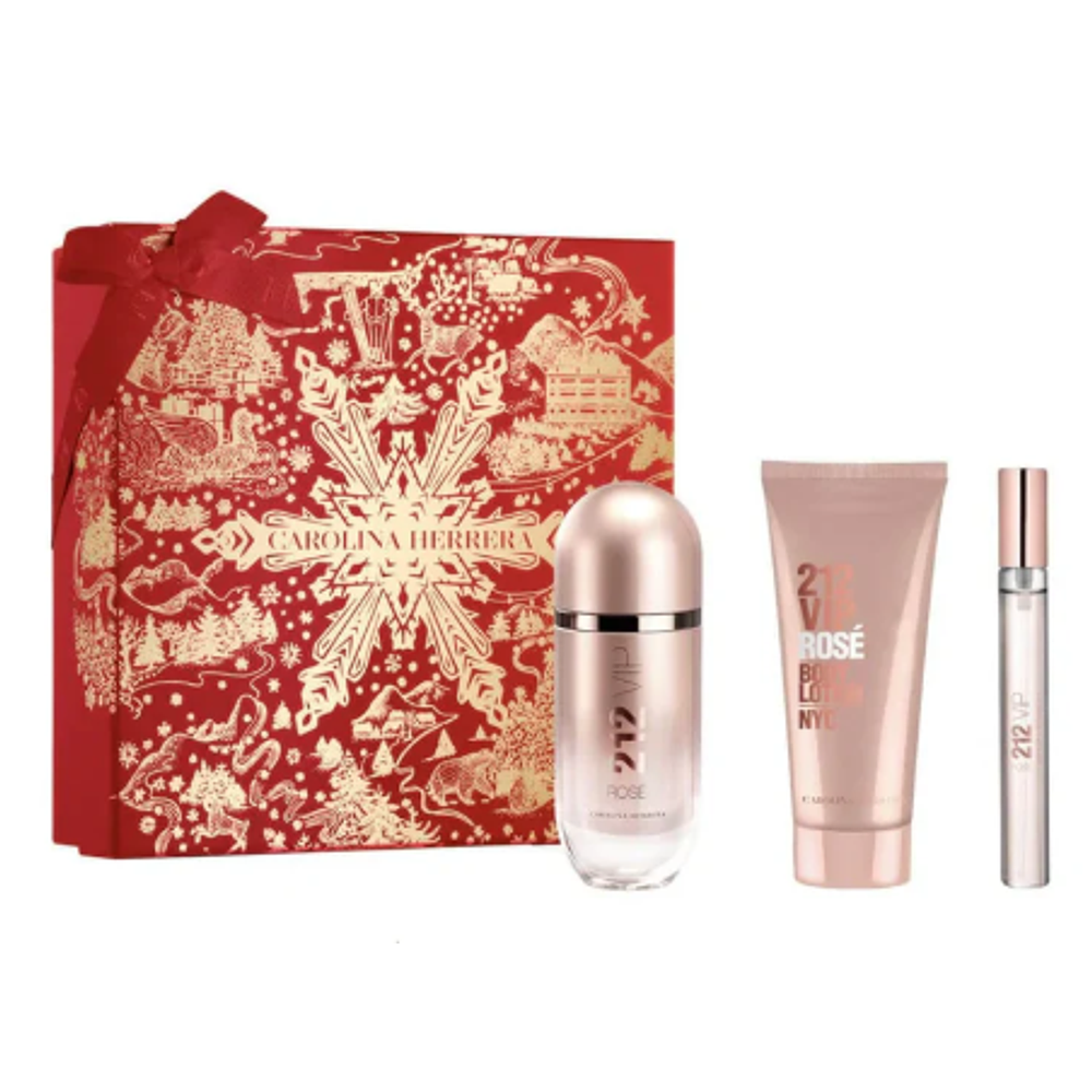 CAROLINA HERRERA 212 VIP ROSE EDP MUJER 80 ML + LOCION CORPORAL 100 ML + EDP 10 ML 