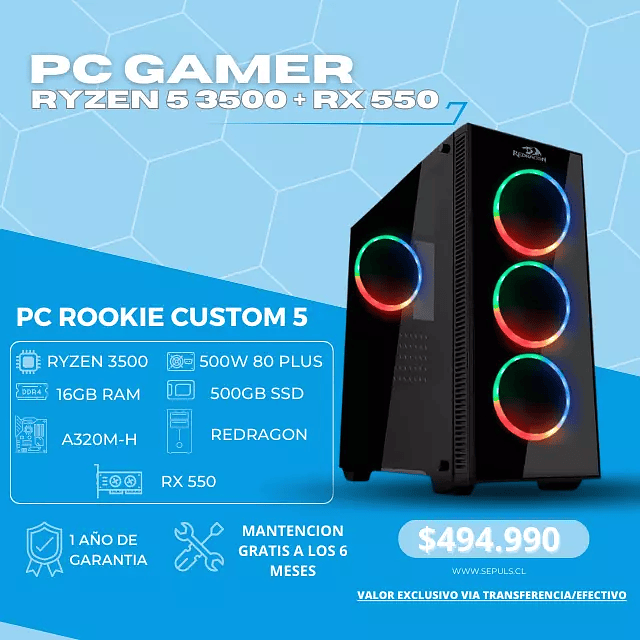 PC GAMER R5 3500 + RX 550 2GB